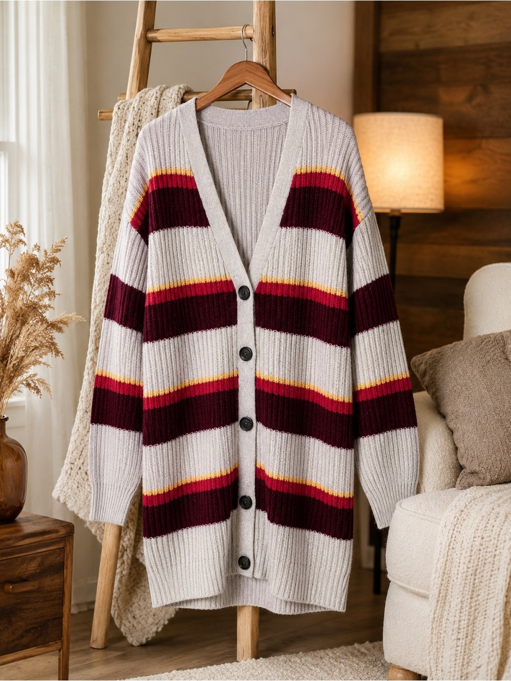 Scotch & Soda NWT Striped Longline Cardigan Wool Alpaca Blend Medium‎